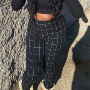 Plaid mid rise skinny trousers